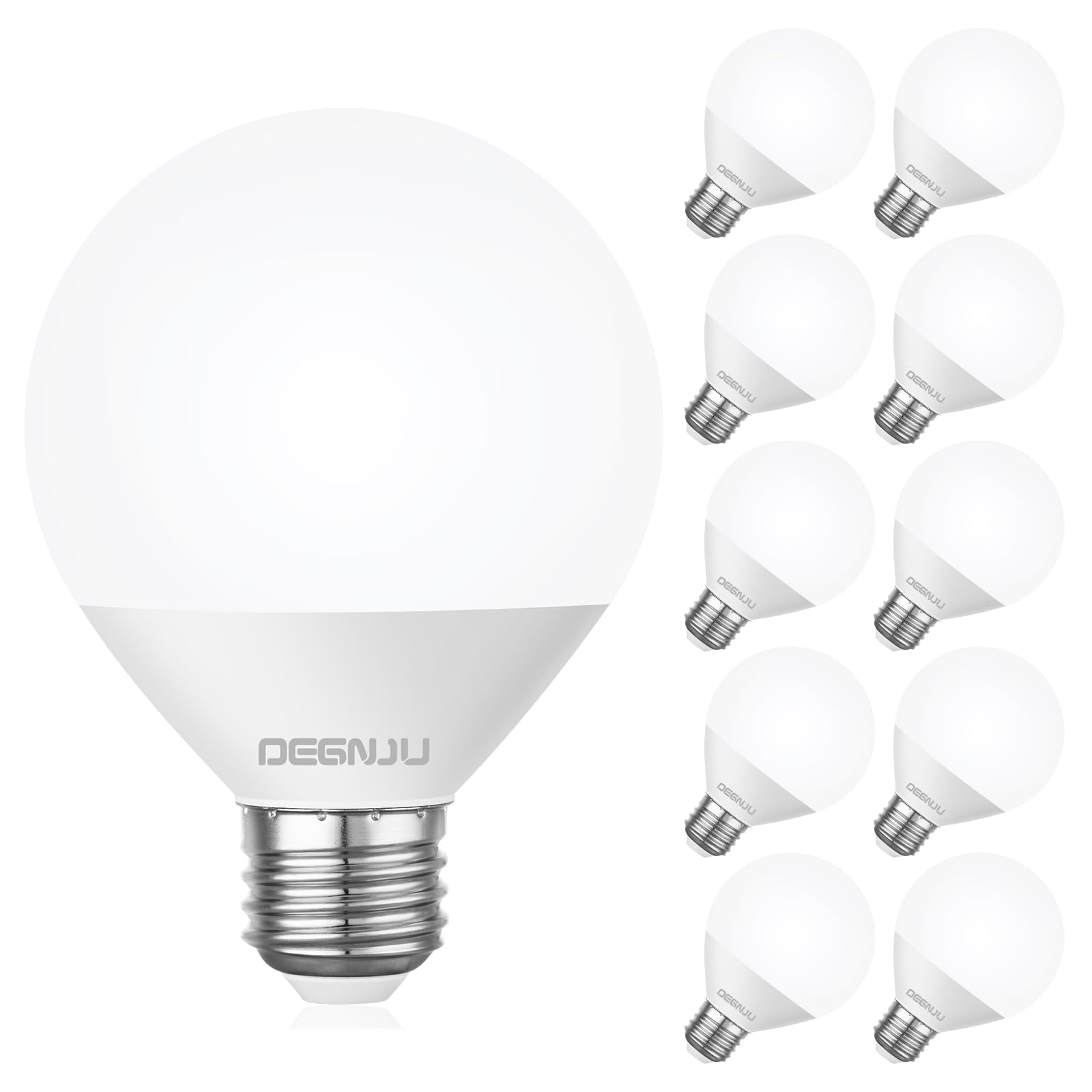 Degnju Led Vanity Light Bulbs, 60W Equivalent, Bathroom Light Bulbs 4000K Cool White, 800 Lumens, G25 Globe Bulb For Makeup Mirr