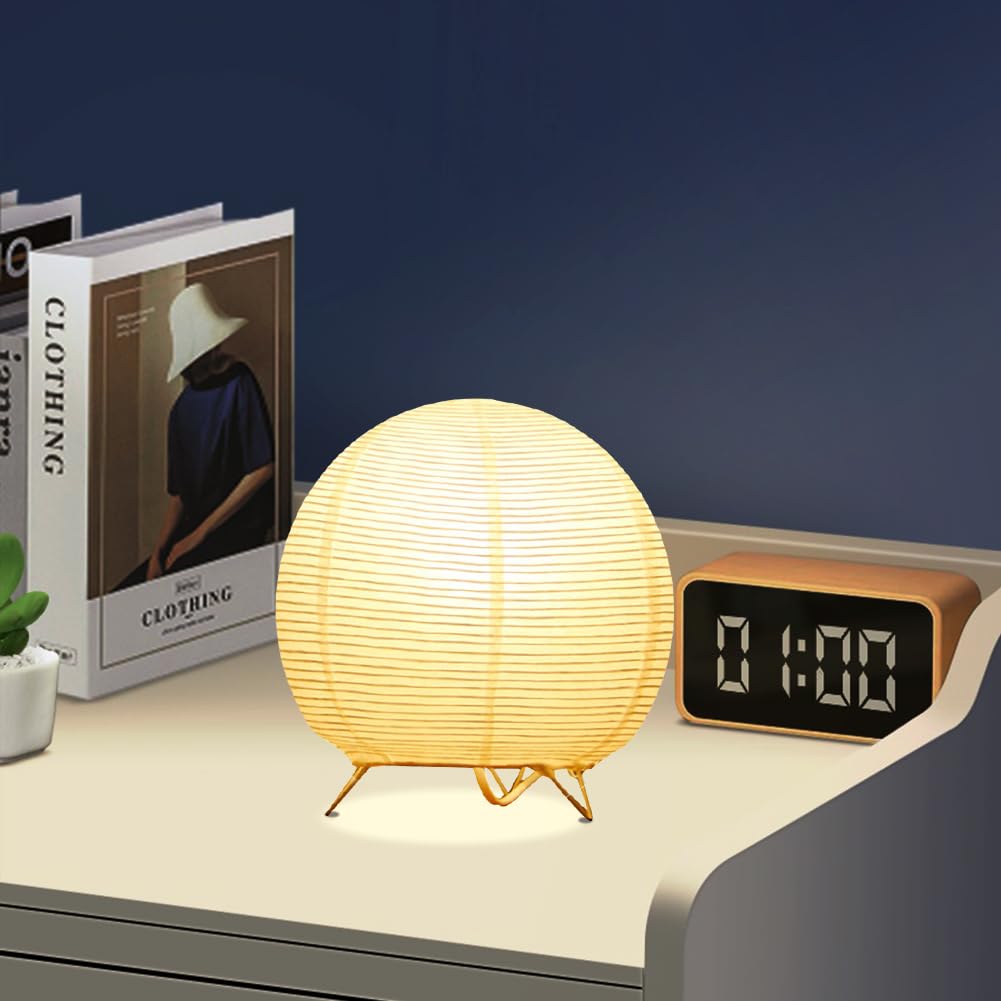 Bedside Table Lamp Paper And Chrome Standing Lamp Room Decoration Festival Lantern Light Nightstand Desk Lamp Bedroom Dresser Li