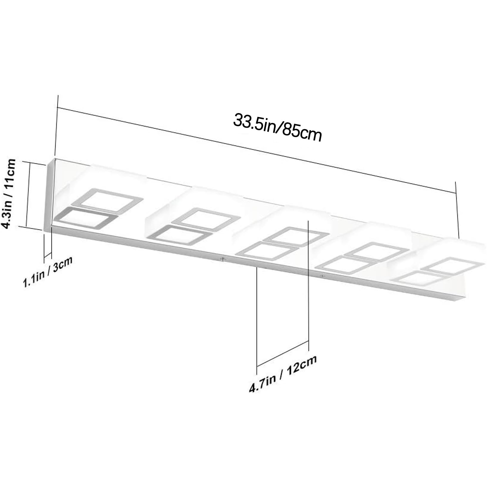 Ralbay LED Bathroom Vanity Light 5 Lights Acrylic Rotable 360° Chrome-Cool White Stainless Steel