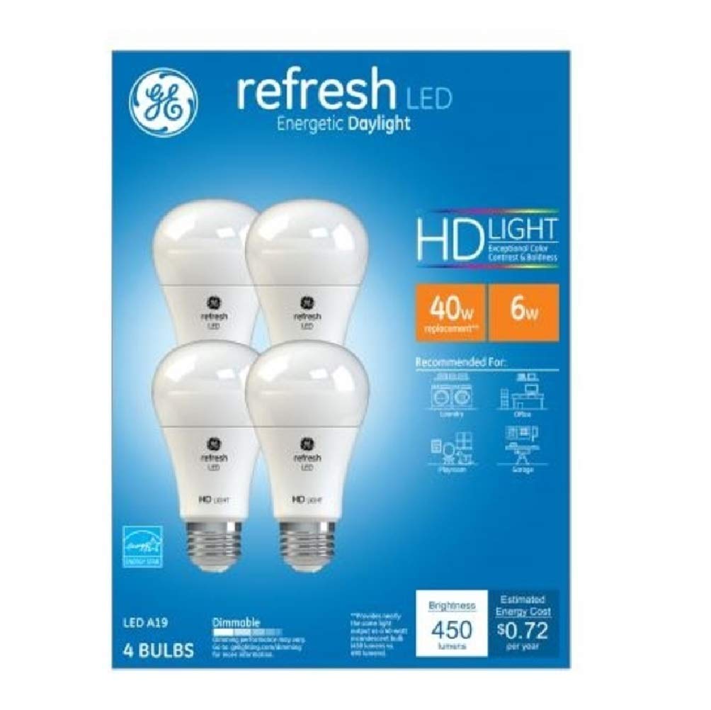Ge A19 Refresh Hd Daylight Led Light Bulb, 6W - Energy Efficient Lighting Solution