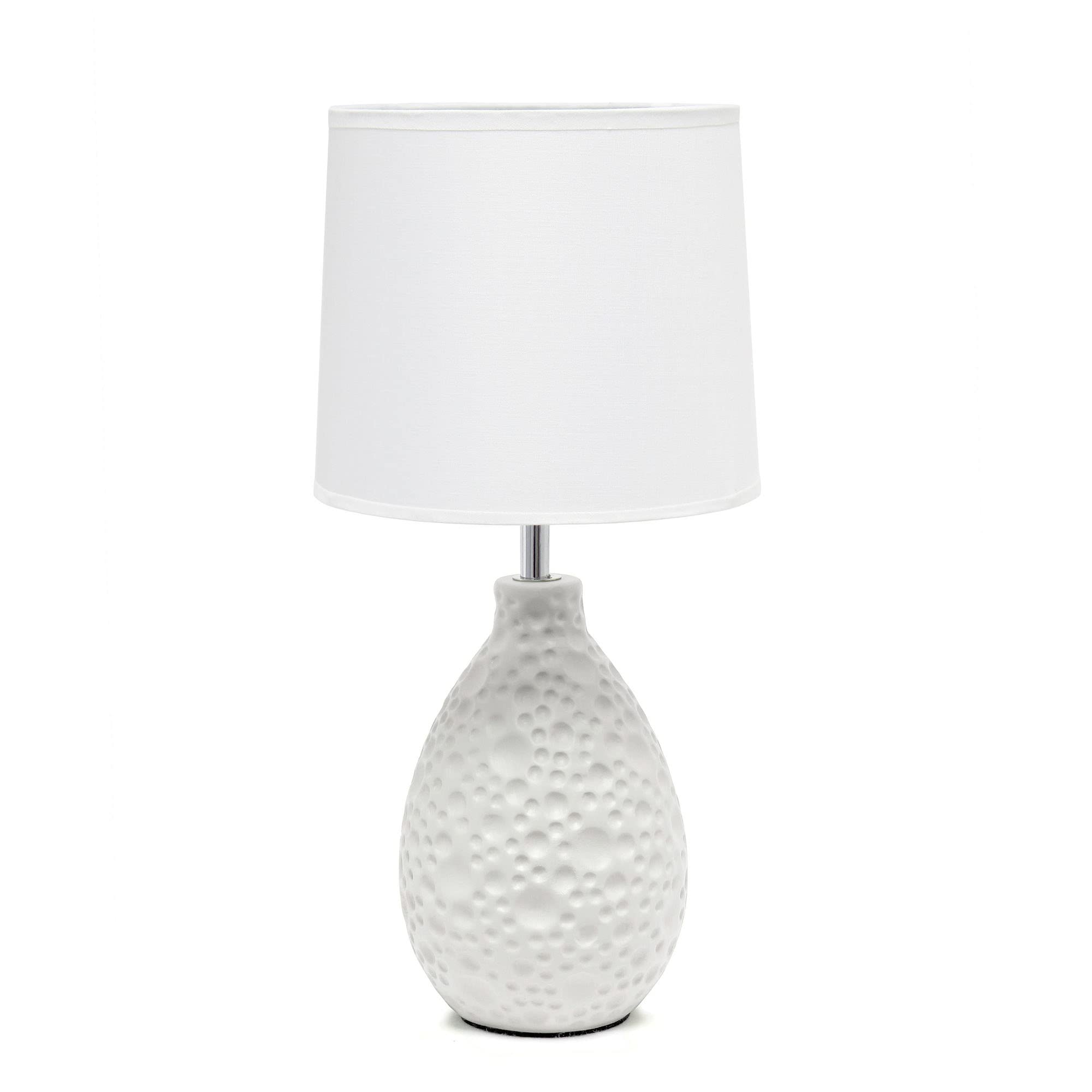 Creekwood Home Essentix 14.17" Traditional Ceramic Textured Thumbprint Tear Drop Shaped Table Desk Lamp With Tapered White Fabric Shade
