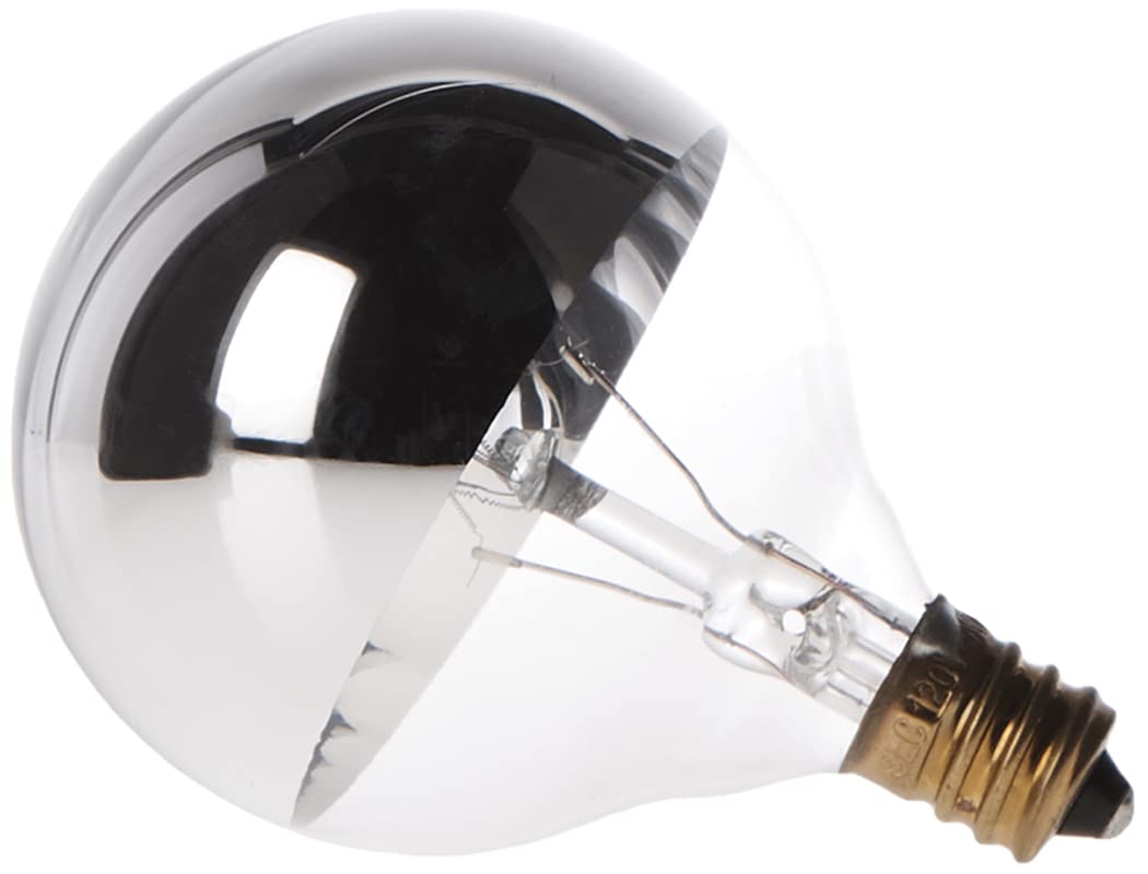 Satco S3244 25W G16.5 Candelabra Light Bulb, Silver Crown, Glass, 120V, 1 X 1 X 3 Inch