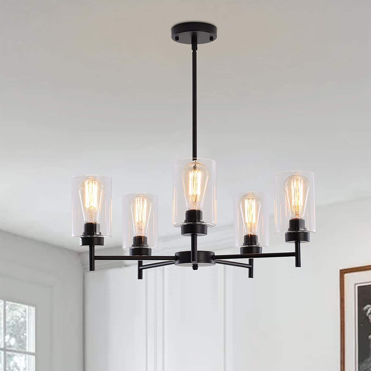 Eietonte 3 Pack Clear Glass Shade, Cylinder Light Fixture Replacement Globe Or Cover With 1-5/8-Inch Fitter,5.5Inch Height 3.5Inch Width Wall Sconce Pendant Light Glass Replacement Fixture