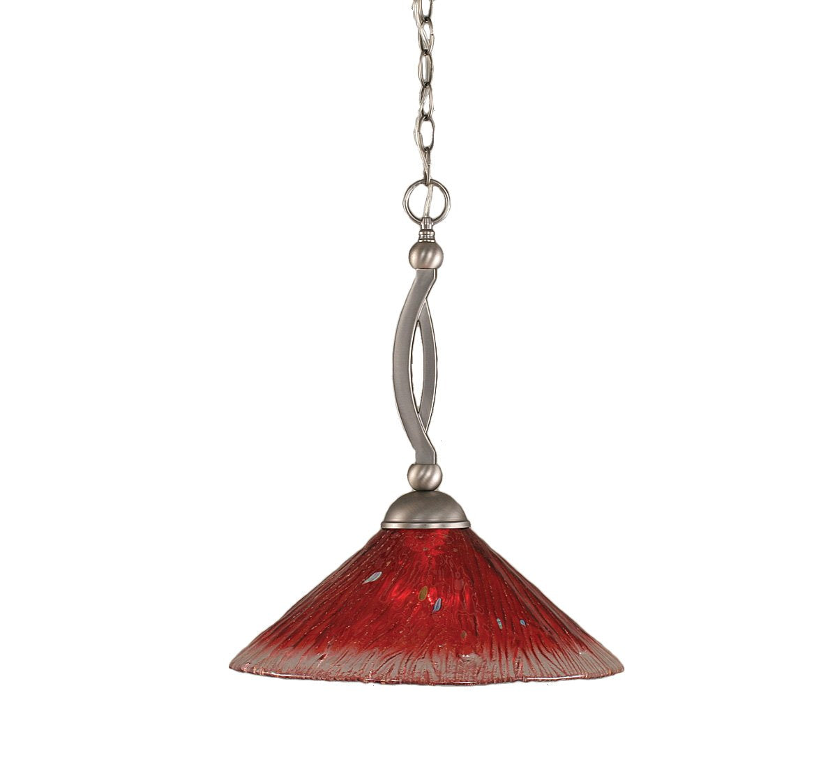 Toltech Lighting 271-Bn-716 16-Inch One-Light Down Light Pendant Brushed Nickel Finish With Raspberry Crystal Glass Shade