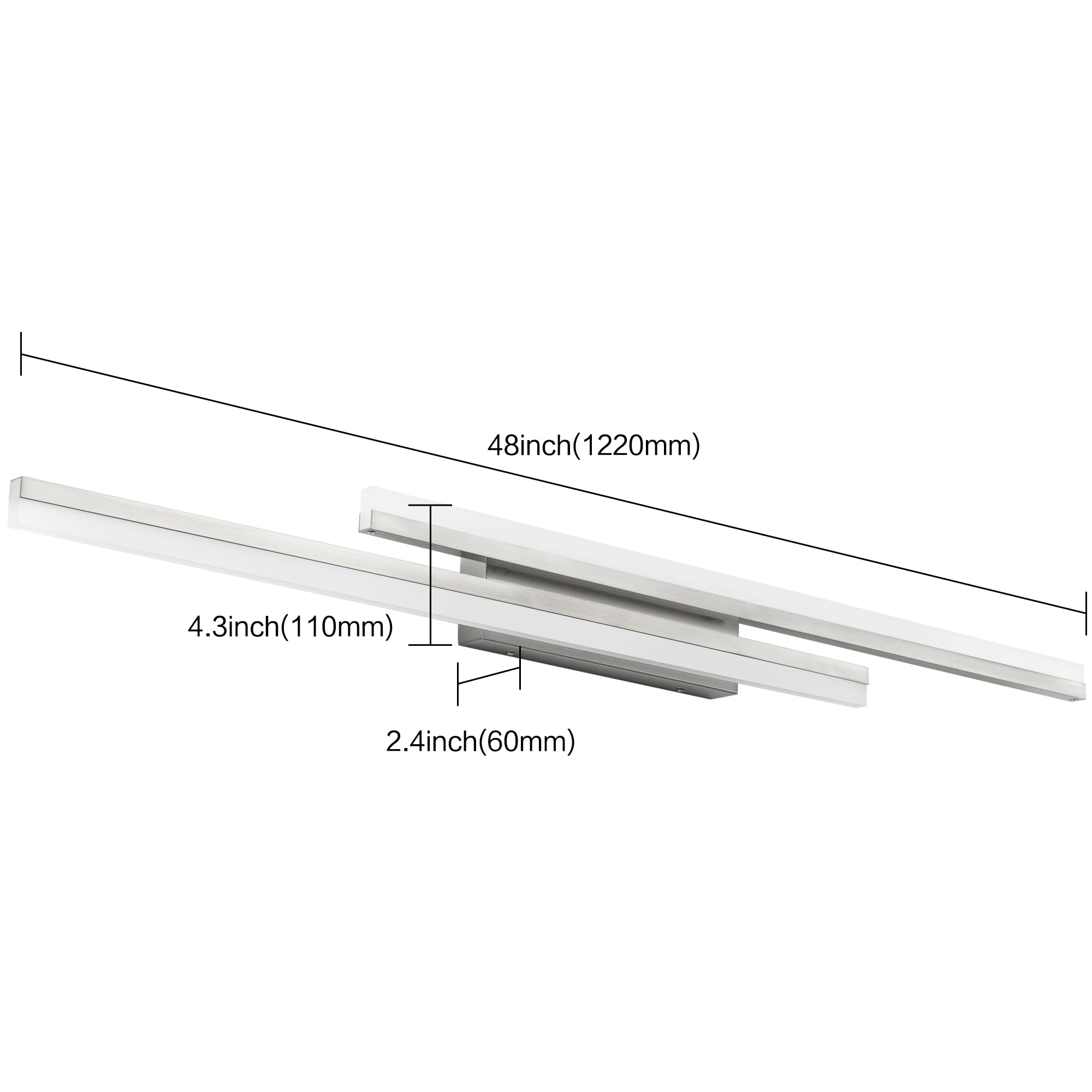 Presde 5 Color Changeable Bathroom Vanity Light 48Inch Modern Led Brushed Nickel Bathroom Light Fixtures Over Mirror Bath Wall L