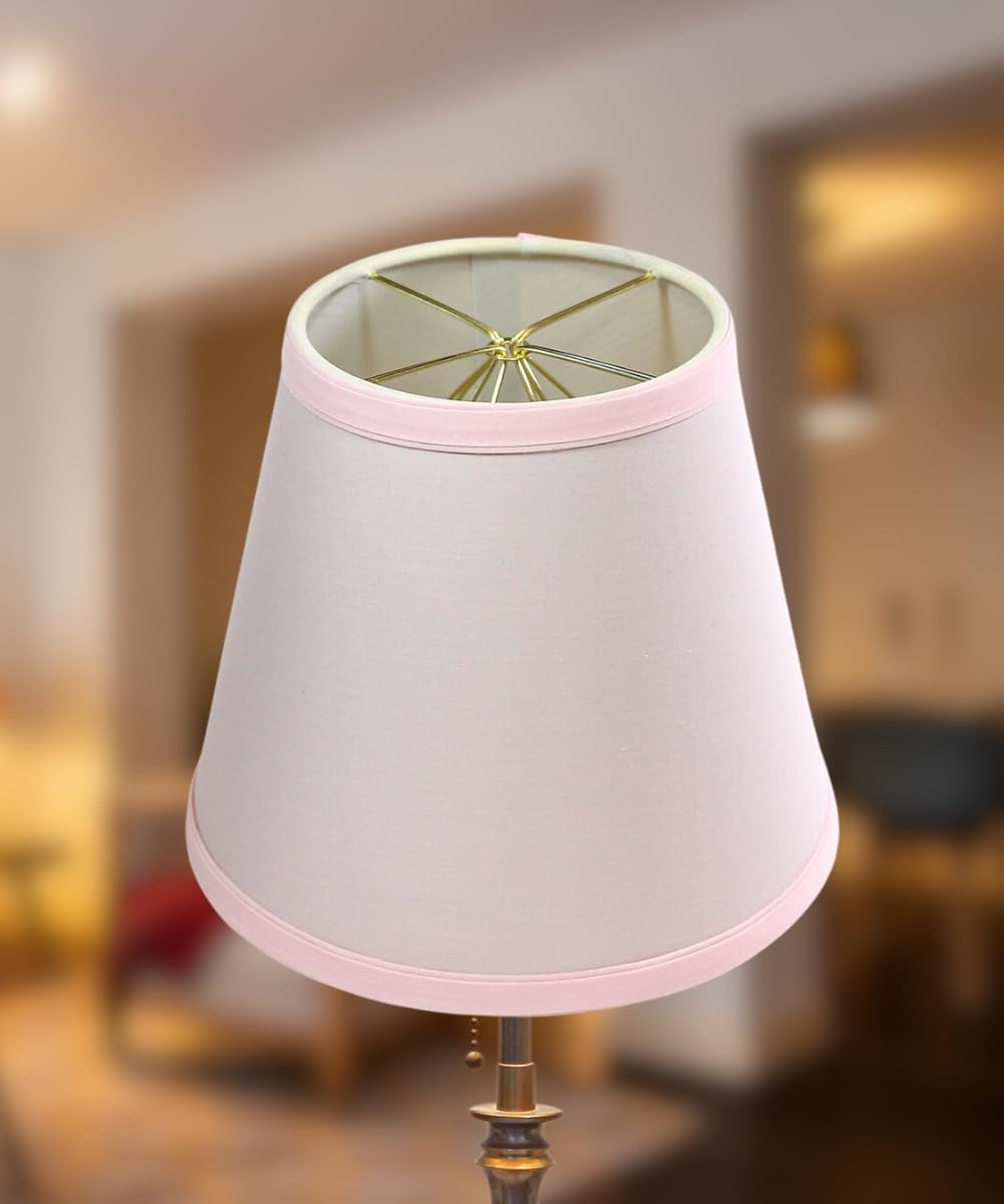HomeConcept 5x8x7 Empire Linen Edison Clip-On Lampshade, Pale Dogwood Pink - Ideal for Small Table and Desk Lamps