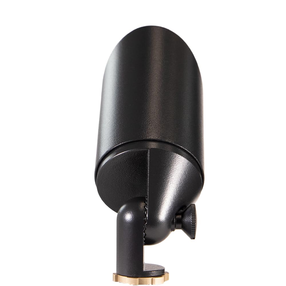 Volt Top Dog Scotty 12V Cast Brass Outdoor Spotlight (Black) With 5W 2700K Warm White 400 Lumen Mr16 Led Bulb For Low Voltage La