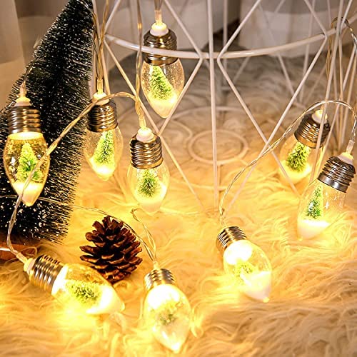 Hfxxad 13Ft Christmas Tree Snow Globe String Lights, 20 Led Clear Bulbs Christmas Tree String Lights For Bedroom, Wedding, Table Decoration, Outdoor Garden Party, Home Party Decorate(2 Pcs)