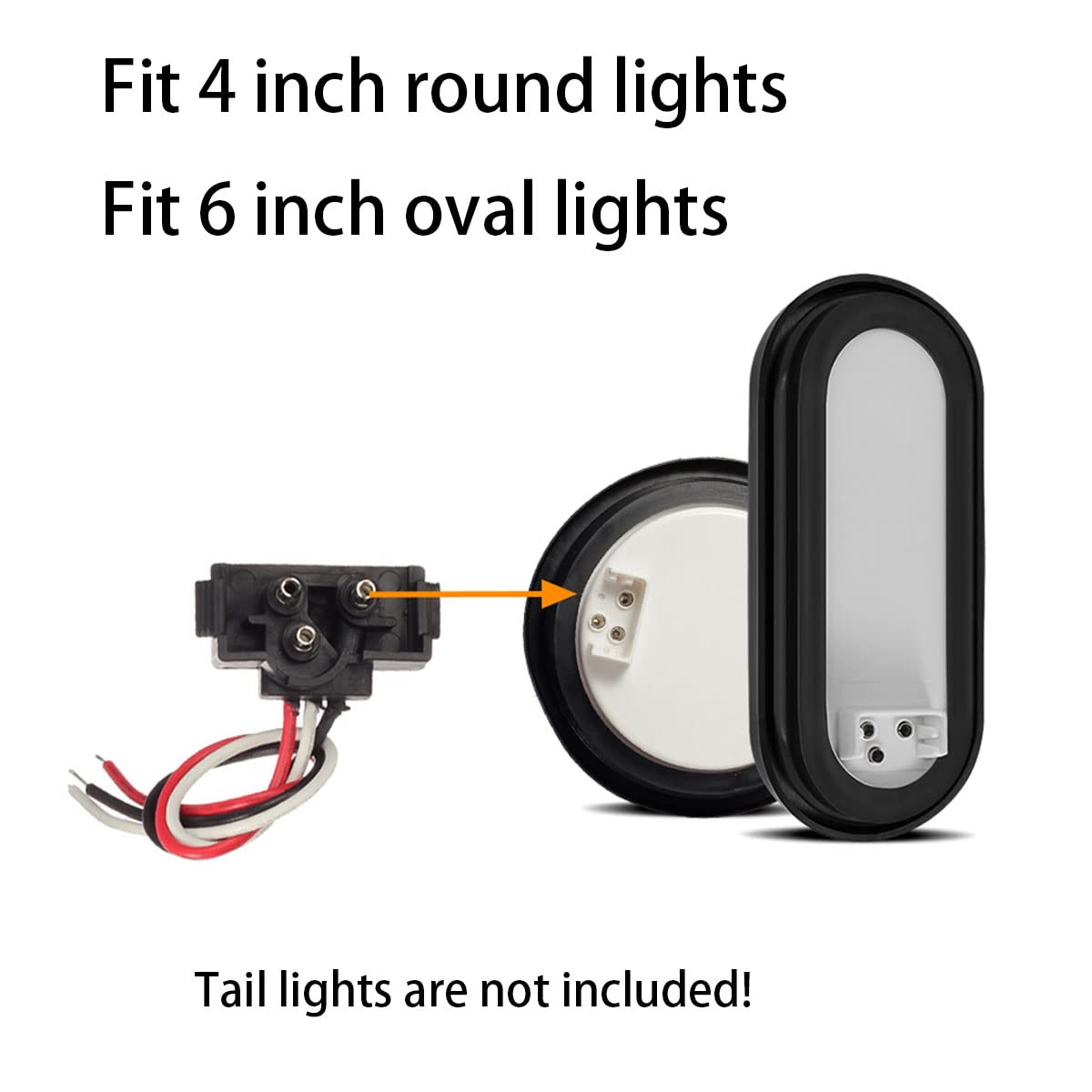 10X 3 Wire Plug Truck Trailer Light Plug Molded 3 Prong Pigtail Harness For Stop Turn Tail Sealed Round Oval Light Brake Backup