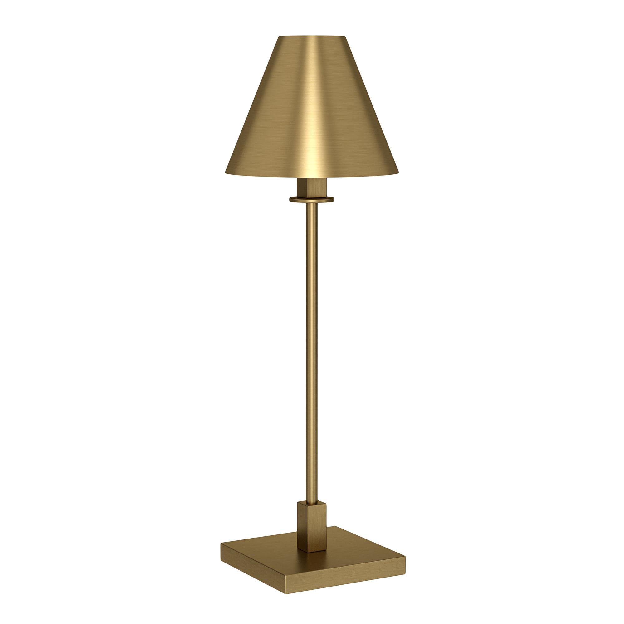 Henn&Hart 28 Modern 1-Light Table Lamp with Gold Metal Cone Shade for Dining Room, Living Room, or Office, Gold