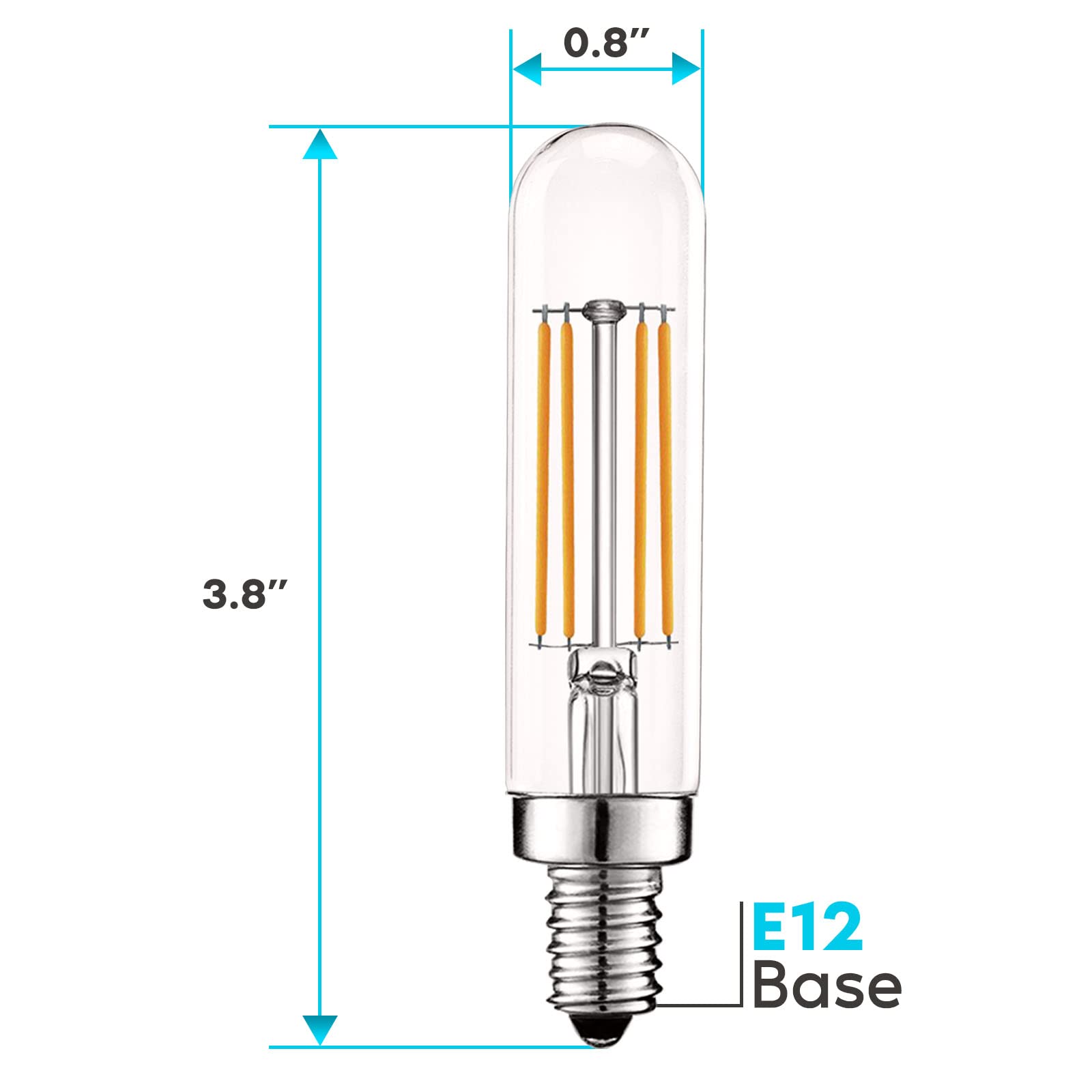 LUXRITE Vintage E12 LED Bulb, 60W Equivalent, Dimmable, Clear Glass, 2700K Warm White, 5W, 6 Pack, Model LR216