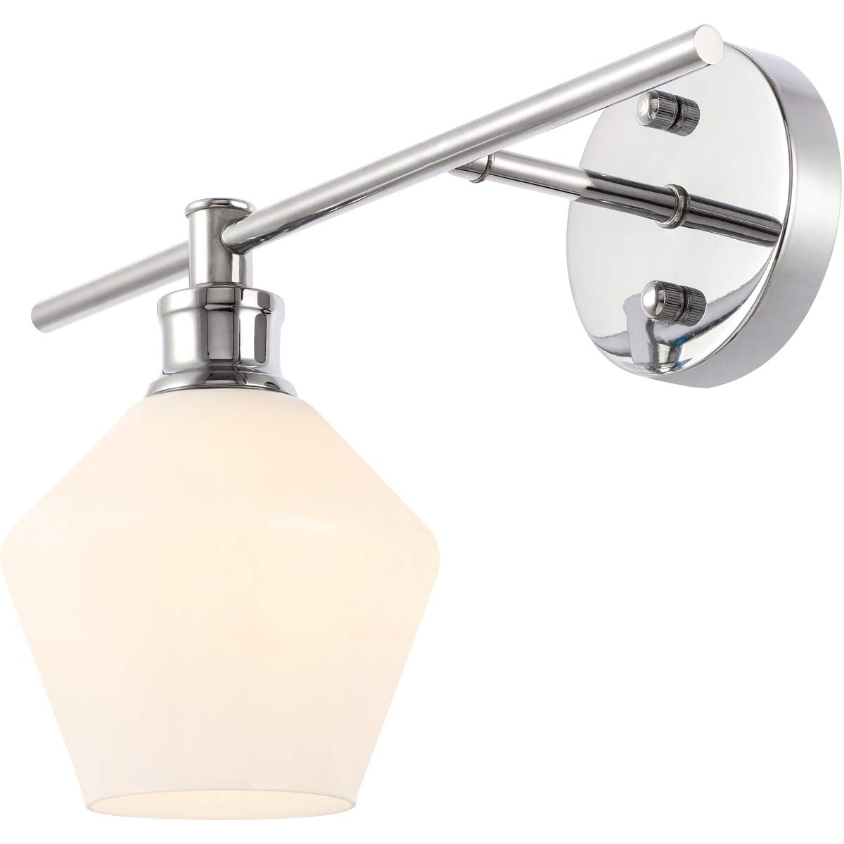 Living District Chrome Wall Sconce - Modern 1-Light Fixture With Frosted Glass, 14.7"L X 8"W X