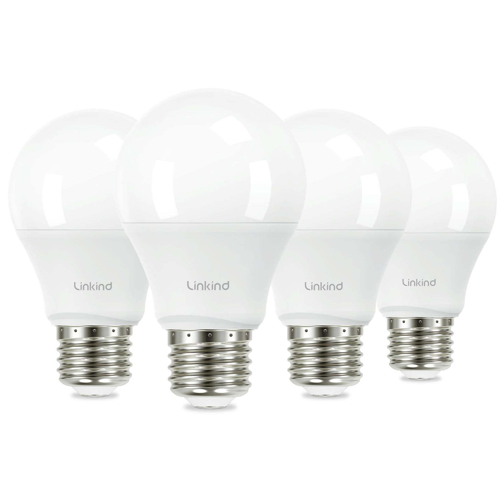 Linkind A19 LED Light Bulb, 60W Equivalent, 2700K Soft White, 800 Lumens, E26 Base, 4 Pack