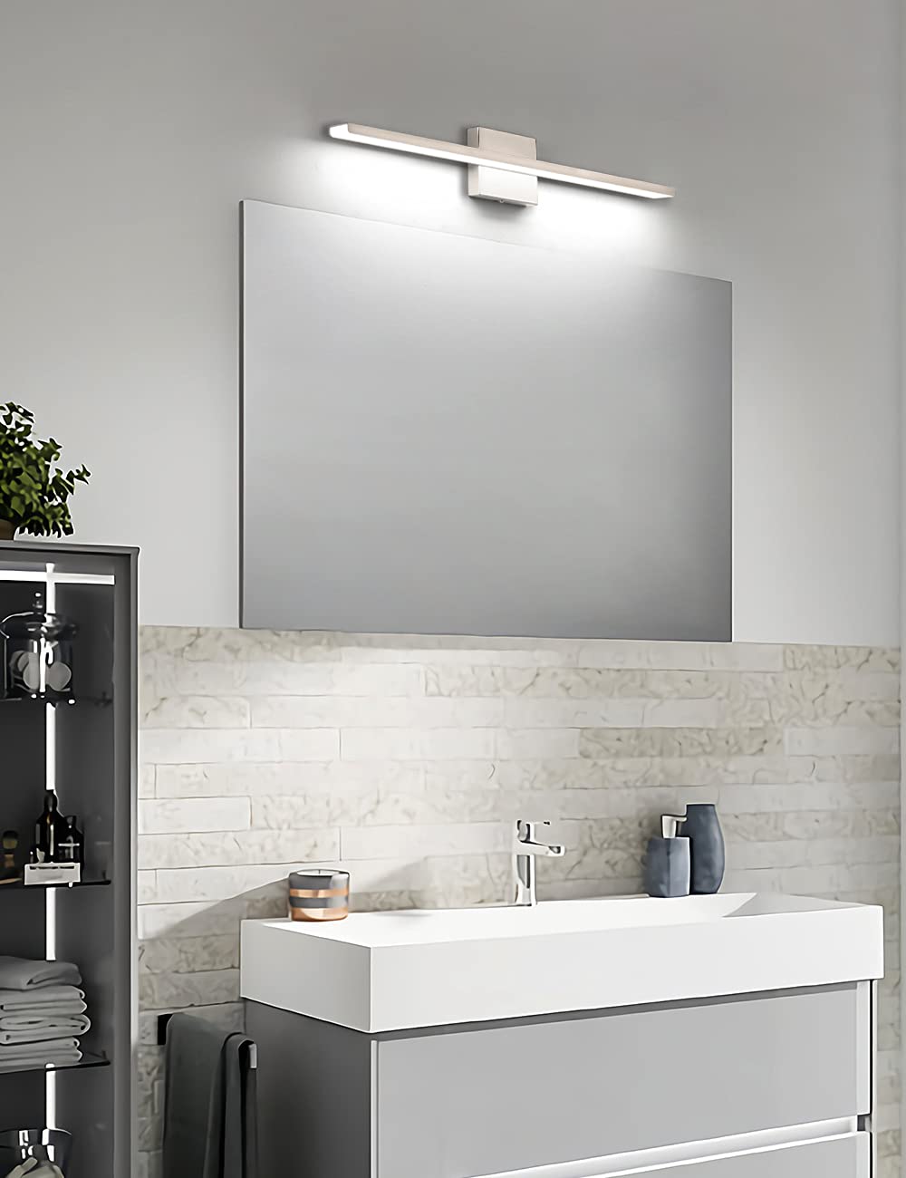 JUSHENG Bathroom Vanity Light Brushed Nickel Vanity Lights for Bathroom Light Fixtures Dimmable Vanity Light Bar 24 Inch 24W 6