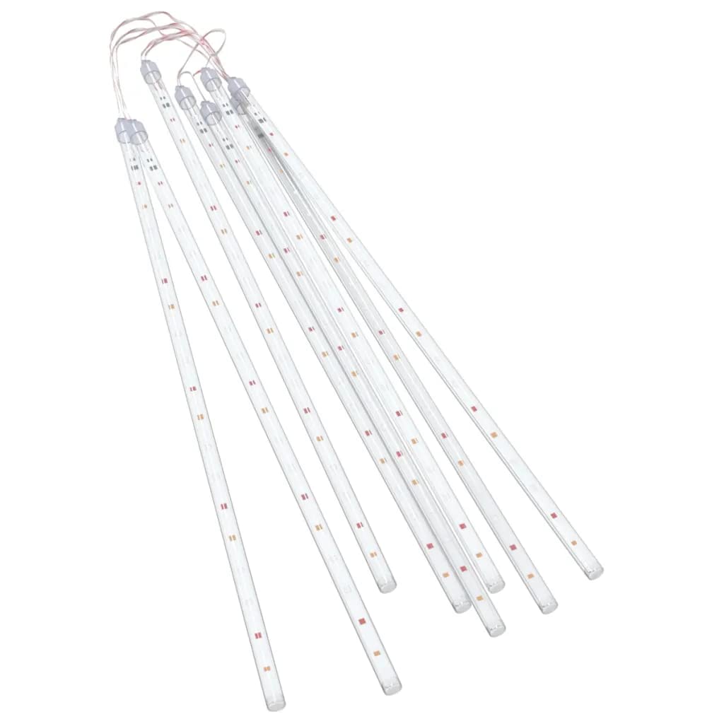 vidaXL Meteor Lights - 8 pcs Colorful LED String Lights for Indoor/Outdoor Use, 19.7in Long, Plastic Material