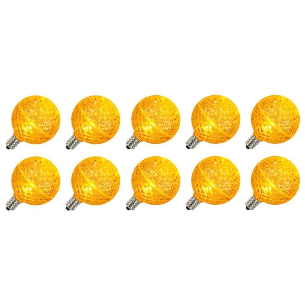 Vickerman G50 Led Yellow Replacement Bulb, E12/C7 Nickel Base .38W, 10 Bulbs Per Pack