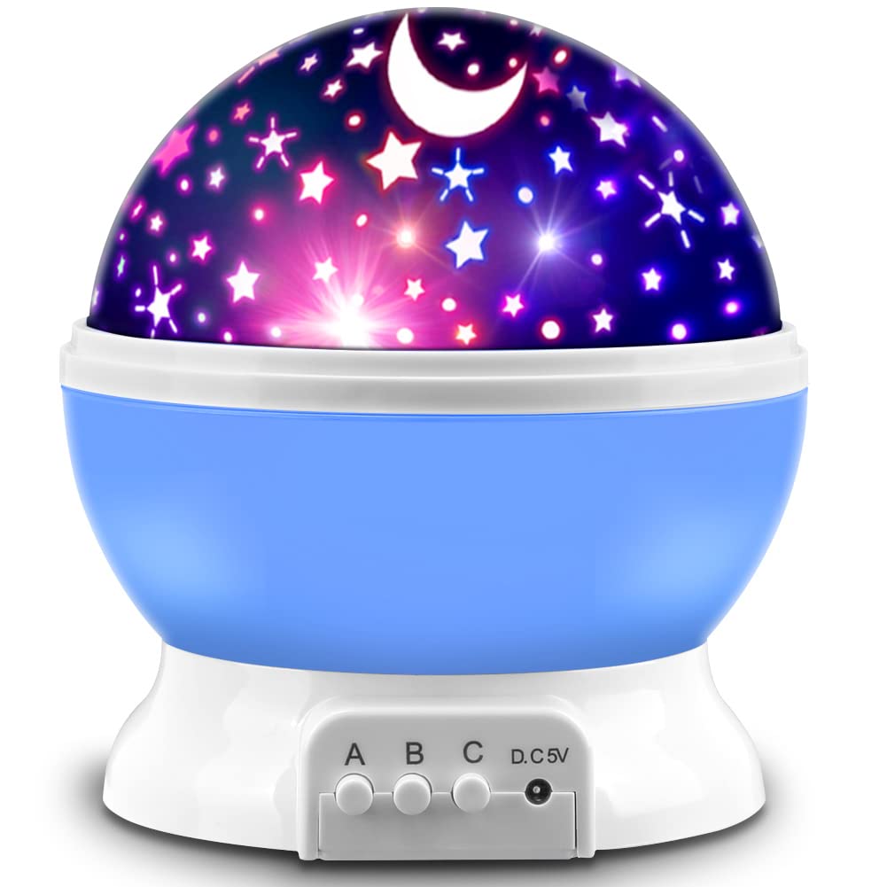 Mokoqi Star Projector  Night Light Lamp Fun Birthday Gifts For 1-4-6-14 Year Old Girls And Boys Kids Bedroom Decor -Blue