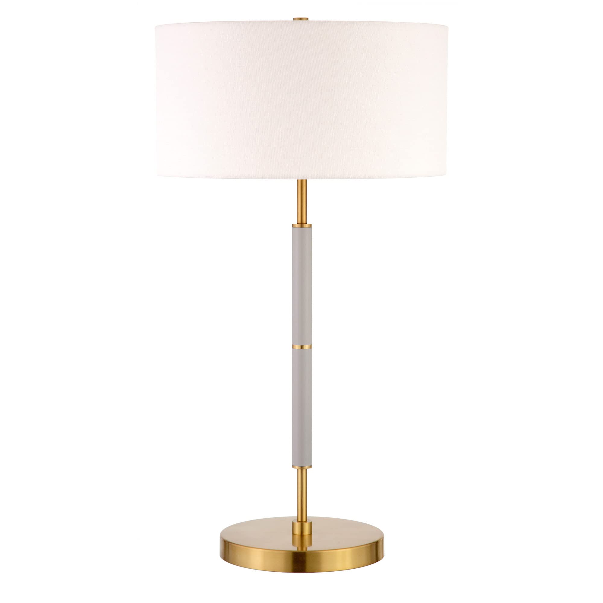 Henn&Hart 25&quot; Tall Gray/Brass 2-Light Table Lamp With Fabric Shade For Home Or Office