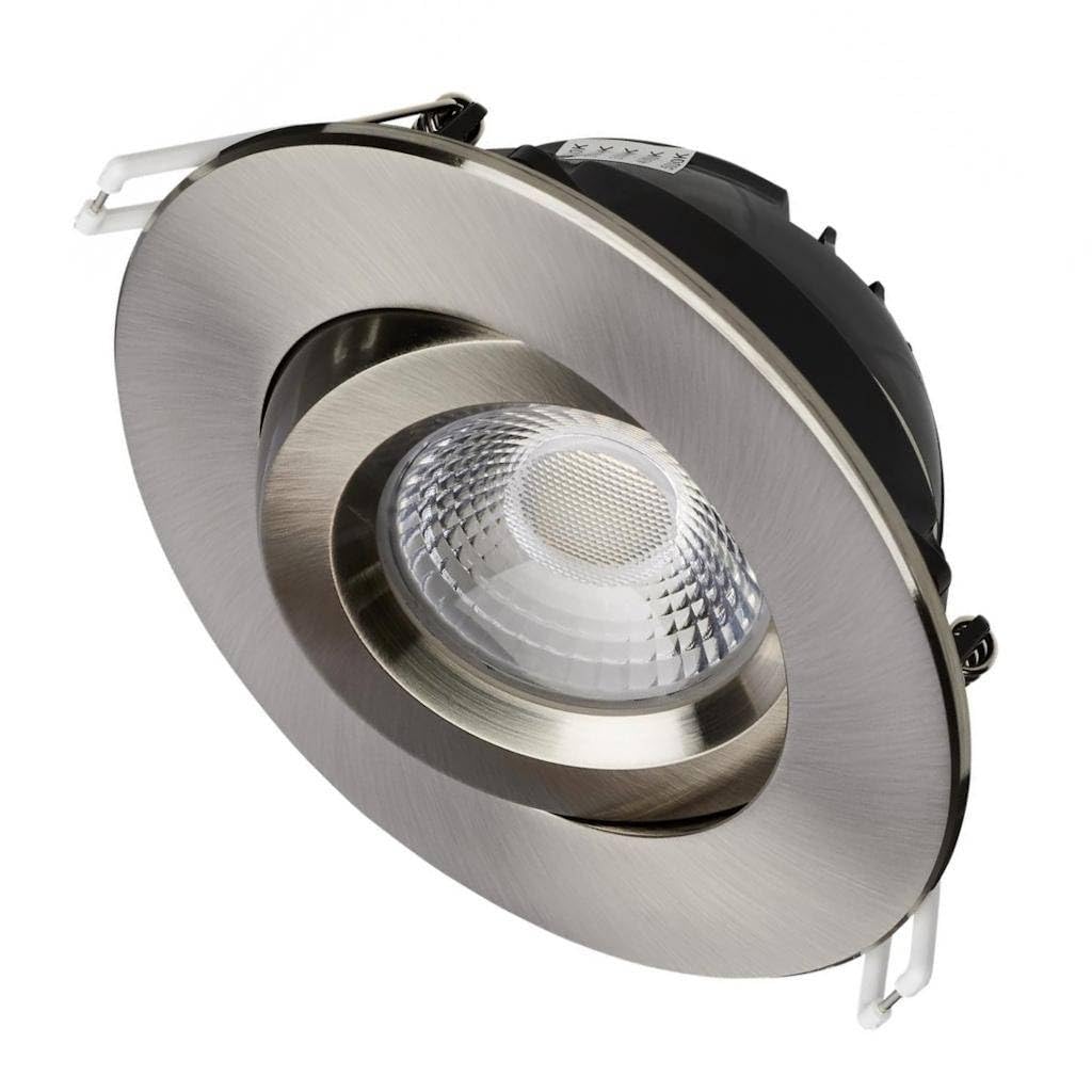 Satco S11620R1 12W CCT Selectable LED Round Gimbaled Direct Wire Downlight with Remote Driver, Finish Color: Brushed Nickel