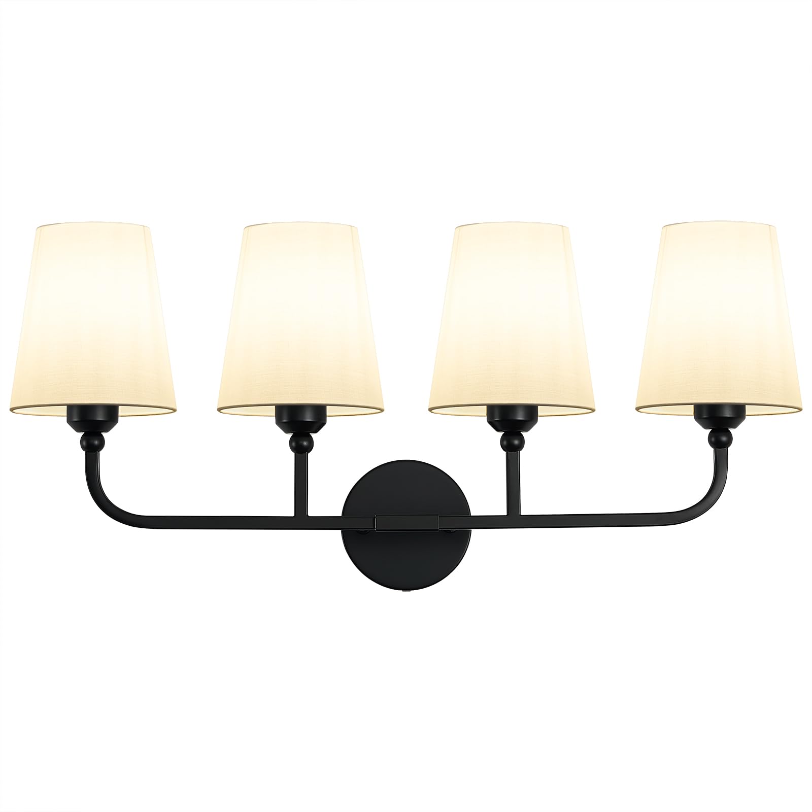 Kvhiiw Bathroom Vanity Light, Matte Black Bathroom Light Fixtures, 4-Light Lighting Fixtures Over Mirror, Modern Wall Sconce wit