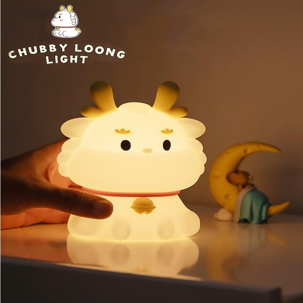 BFYCHYC Little Dragon Kids Night Light, Cute Animal Soft Silicone LED Color Changing Lamp,Rechargeable Nursery Bedside Bedroom T