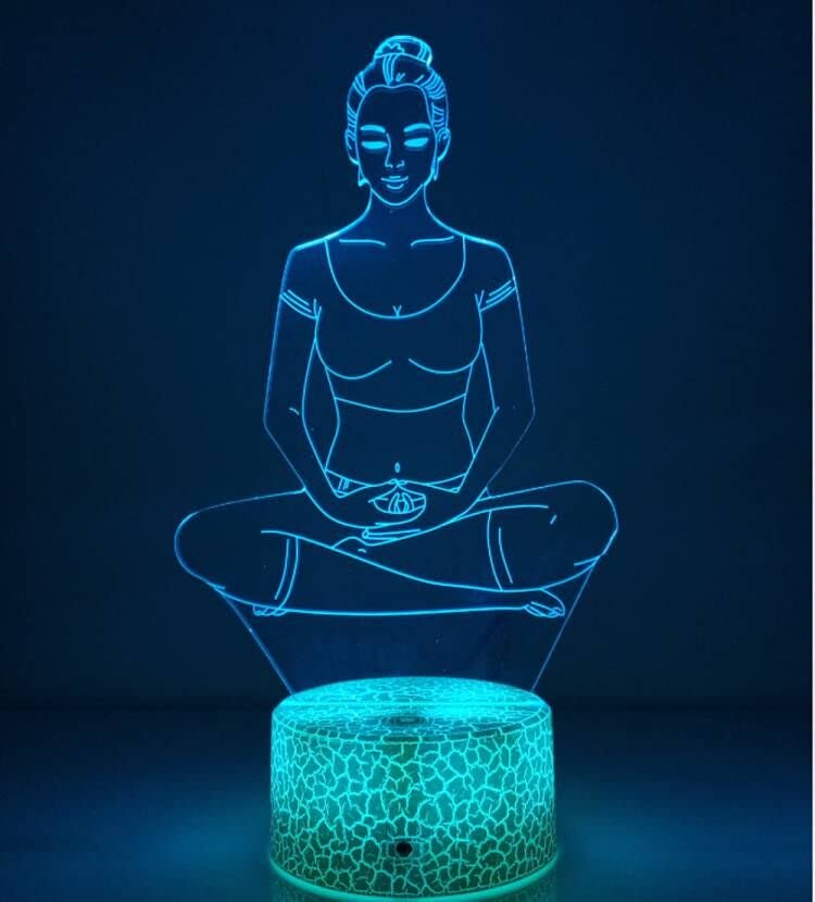YTDZLTD 3D Yoga Meditation Night Light - 16 Color USB Lamp with Remote Control, Touch Switch, Purple Optical Illusion LED Desk Lamp