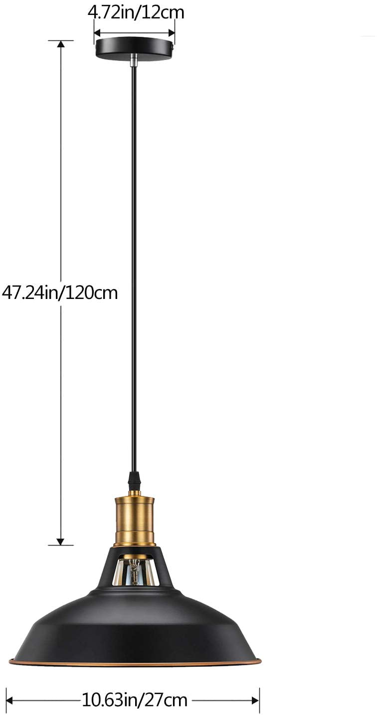 Pynsseu Farmhouse Industrial Pendant Light, 3 Pack, Metal, Oil Rubbed Black Finish
