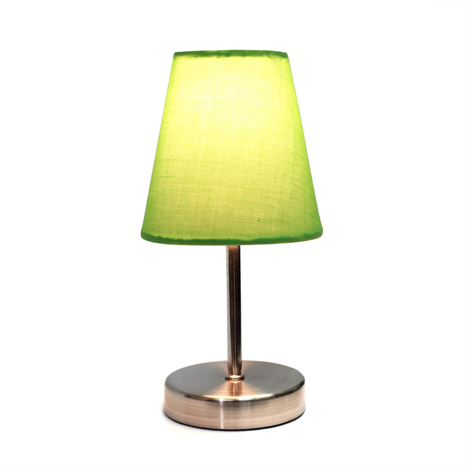 Creekwood Home 10.5&quot; Metal Stick Lamp, Sand Nickel With Fabric Shade - Petite Bedside Table Light