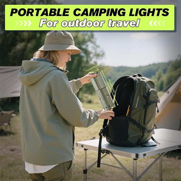SakerPlus Portable Camping Light - 14000mAh Rechargeable Lantern, 6000 Lumen, Military Green, Model EC67392