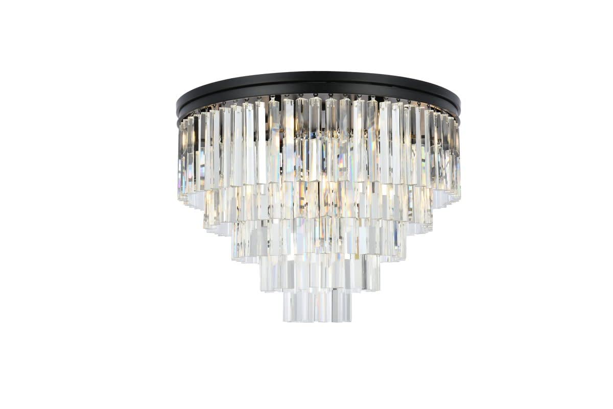 Elegant Lighting Sydney Collection 17-Light Flush Mount with Royal Cut Crystals, Mocha Brown Finish
