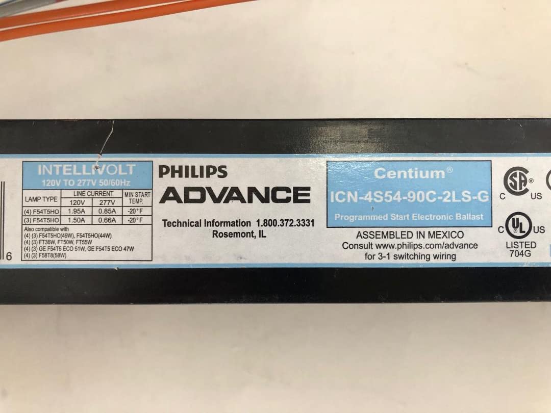 PHILIPS Advance ICN-4S54-90C-2LS-G-35M Electronic Ballast 4-Lamp 120-277V White Glass