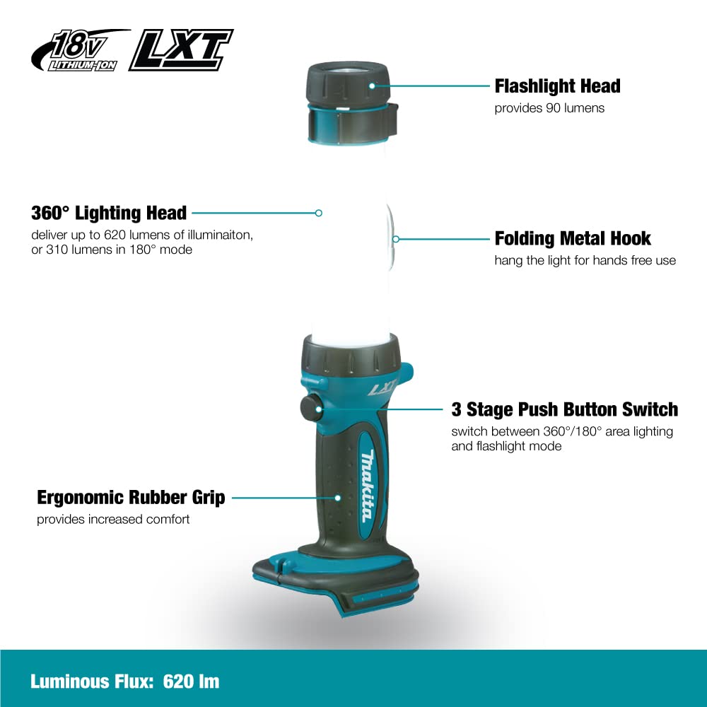 Makita DML806 18V LXT Cordless L.E.D. Lantern/Flashlight - Teal, Metal, One Size