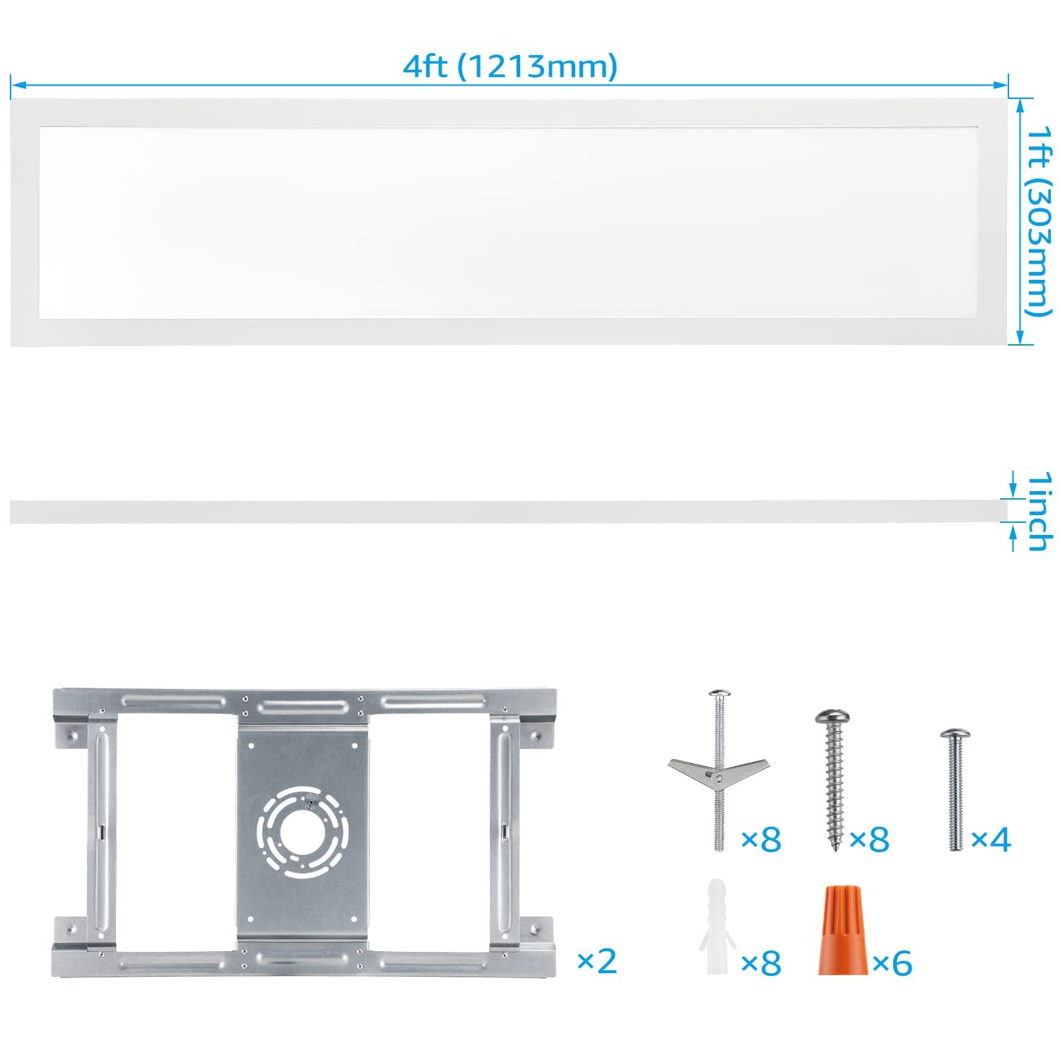 Leonlite 120V-277V 1X4 Ft Led Flat Panel Light Surface Mount, Dlc & Ul, 0-10V & 10%-100% Dimmable, 4400Lm Built-In Driver Commercial Grade Edge-Lit Ceiling Light, 5000K Daylight, White, Pack Of 2