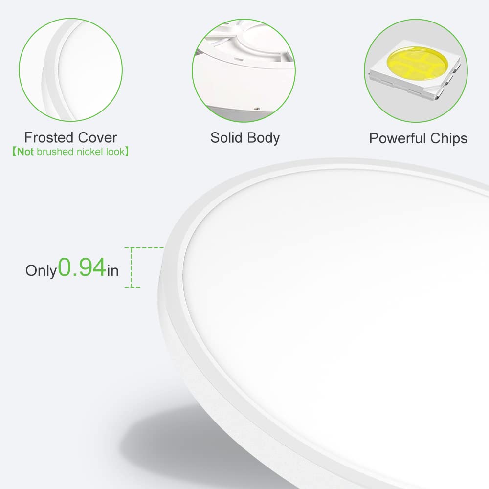 LightingWill LED Ceiling Light Fixture 15.7 Inch, 32W, 2800K Warm White, Flat Modern Design, Model JS-XDD-WW-32W-US