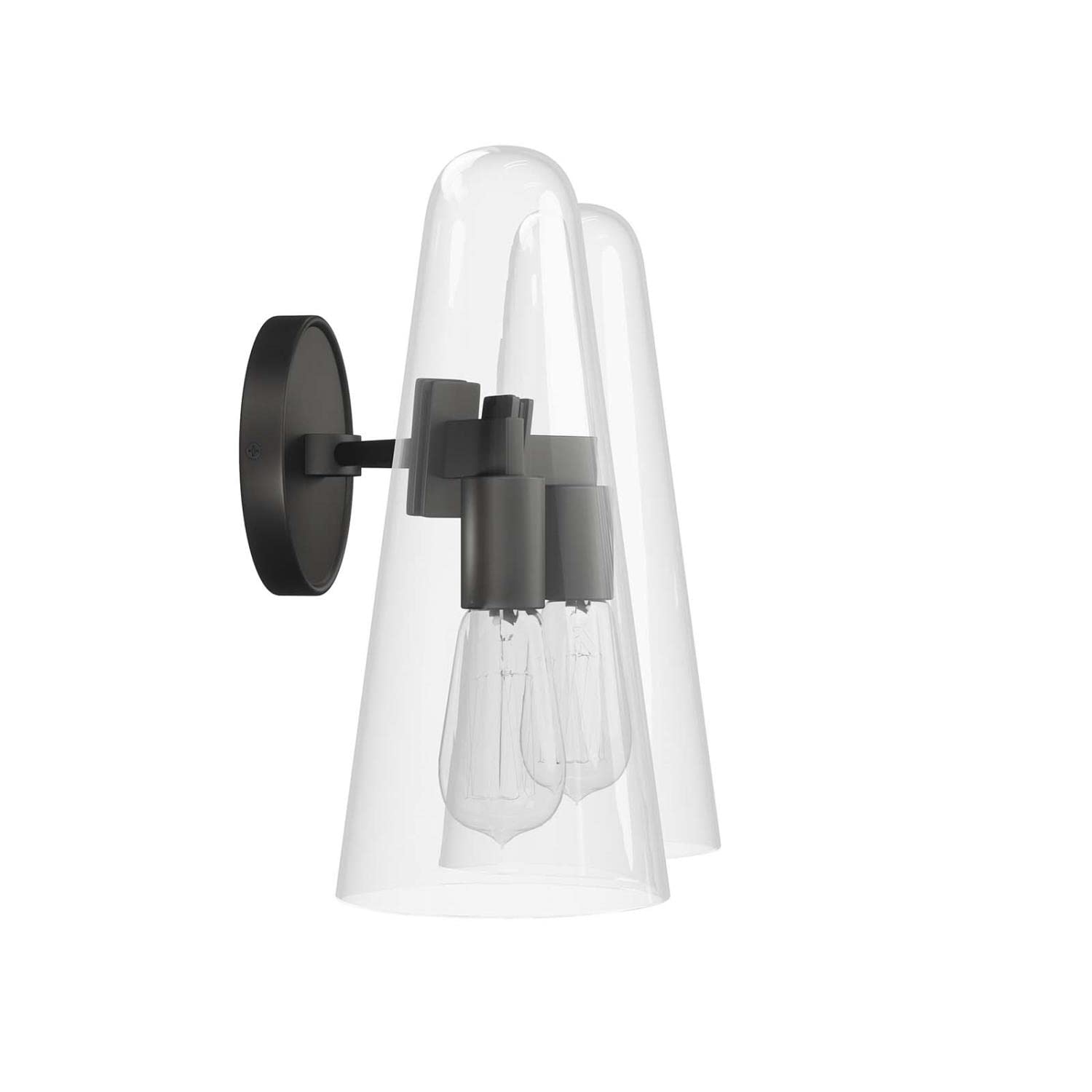 Beacon 2-Light Wall Sconce in Clear Black