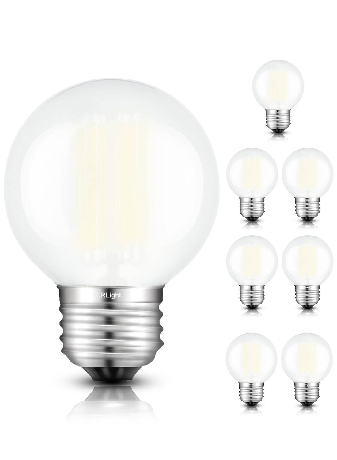 CRLight 6W Edison LED Globe Bulb 4000K Neutral White, 65W Equivalent 650 LM Dimmable, E26 Vintage Style G16.5/G50 Small Round Fr