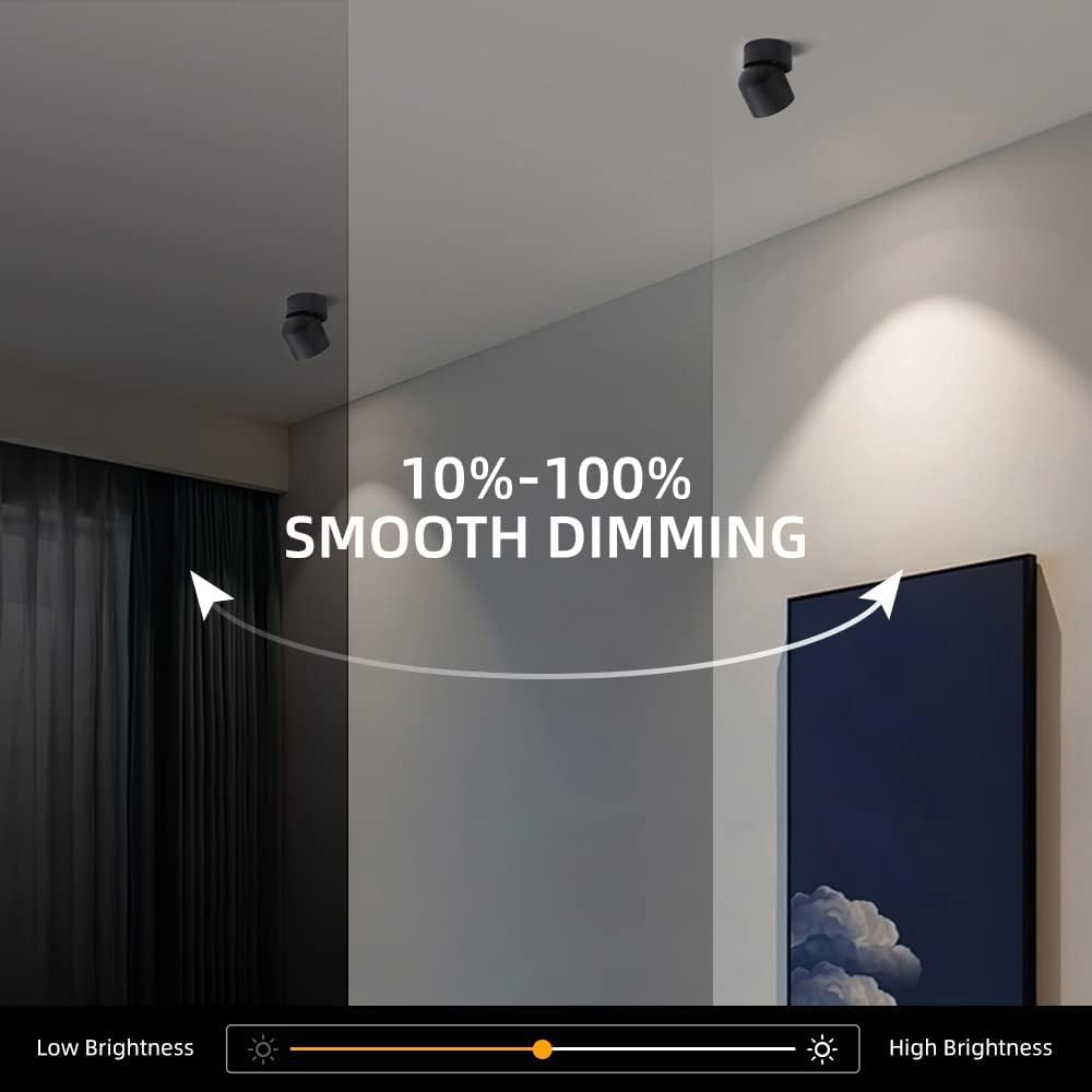 Aisilan 2Pack Led Indoor Black Ceiling Spot Lights 9W Surface Mounted Light Fixture With 360° Pivoting Spotlight, Dimmable Warm White 3000K Cri 97+ For Living Room