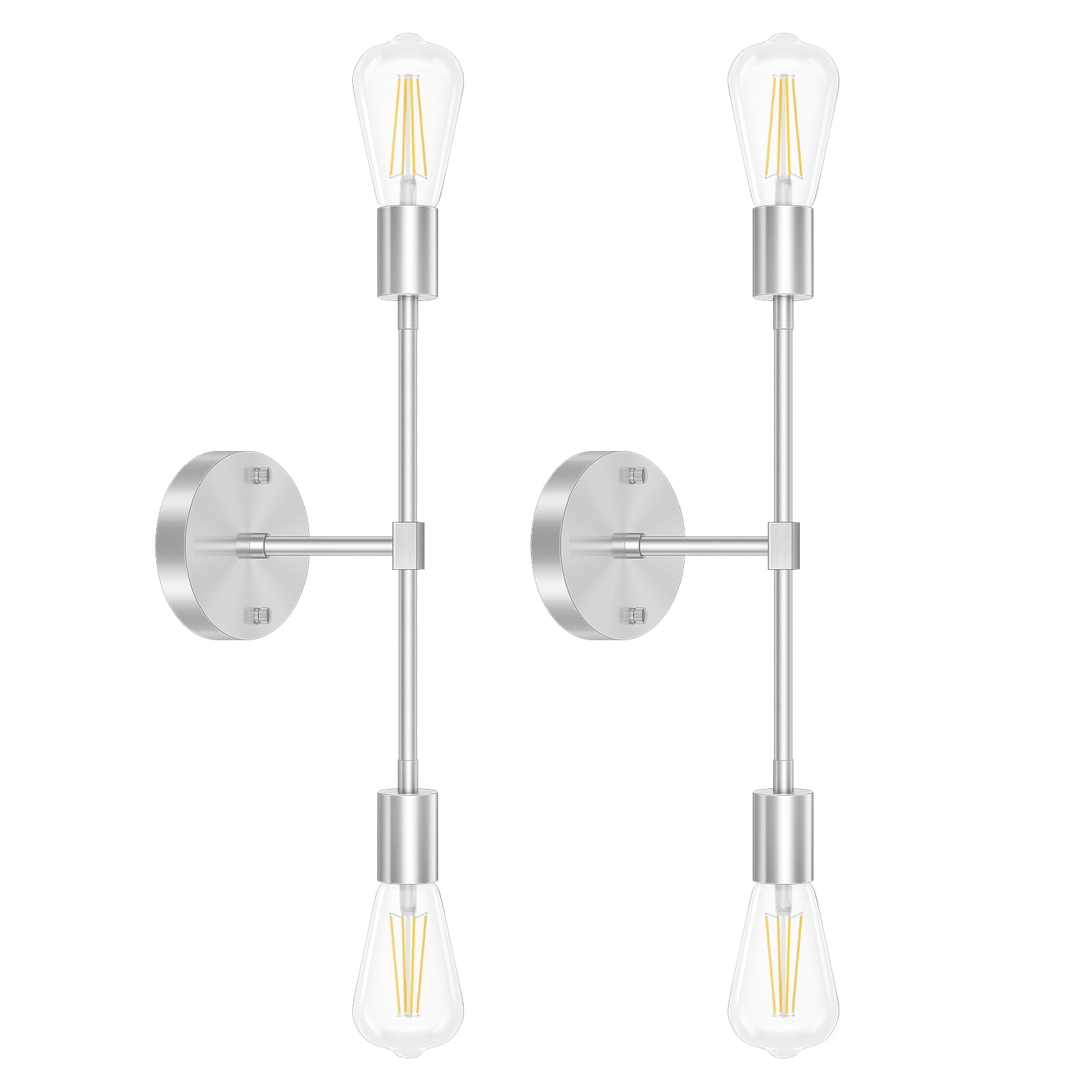 FadimiKoo 2-Light Bathroom Vanity Light, Brushed Nickel, Metal, 2 Pack, Silver-2Light-2p