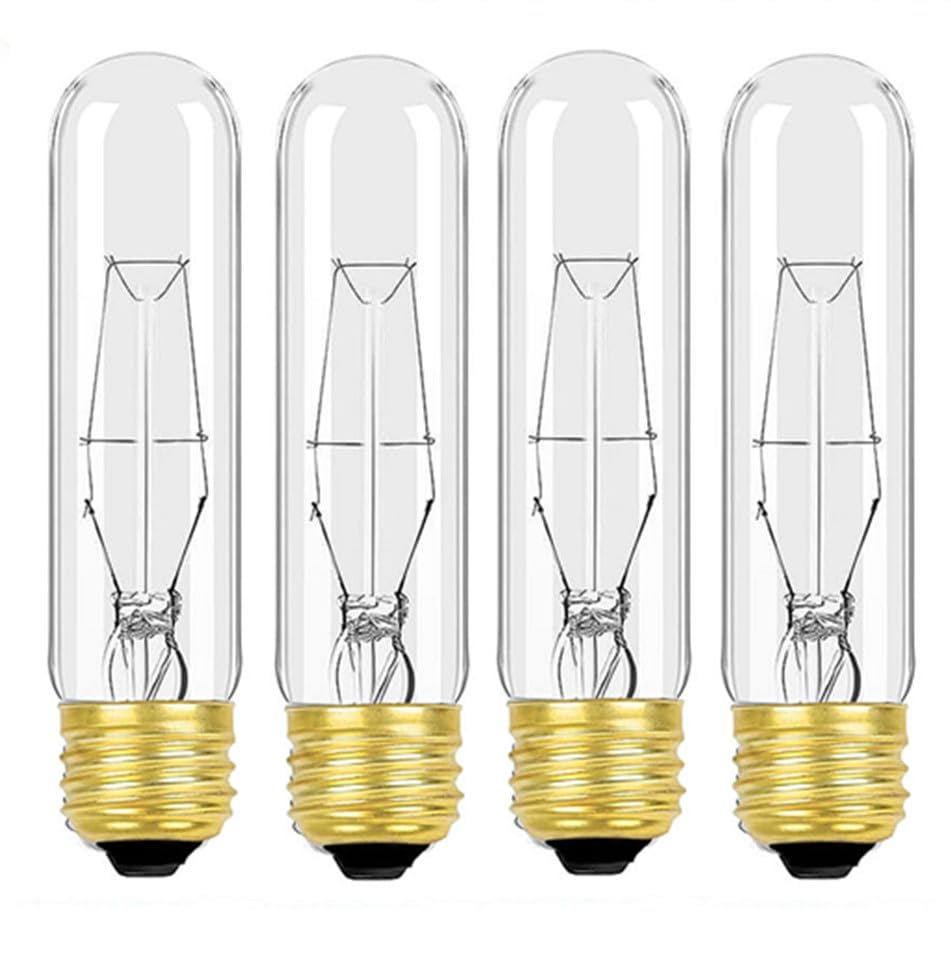 Mmbgjkg 25 Watt T10 Clear Tubular Incandescent Light Bulb, T10 Bulb,Vintage Style Showcase Bulb,Showcase Lamp,Dimmable For Desk