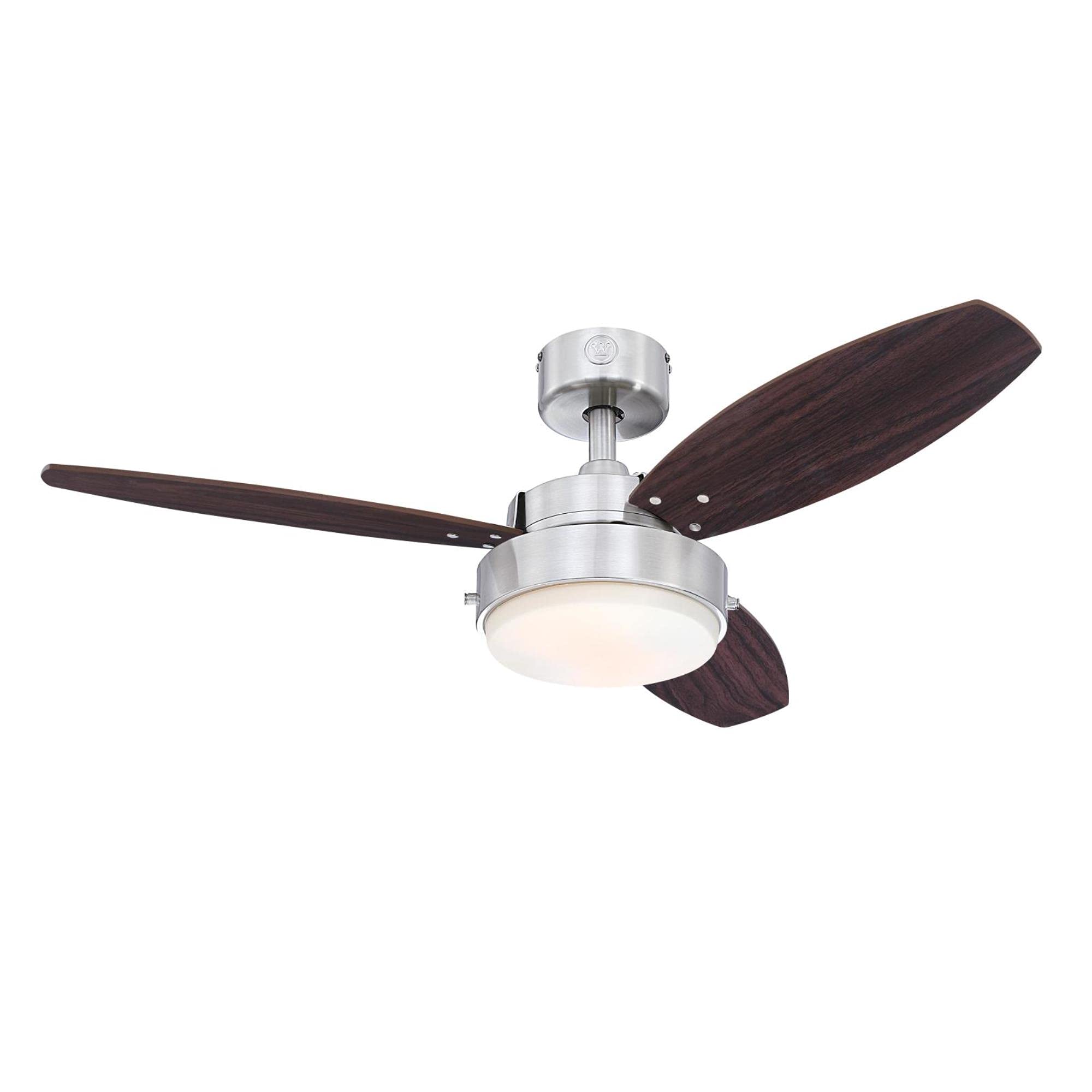 Westinghouse Lighting 7305100 Alloy, Modern Led Ceiling Fan With Light, 42 Inch, Brushed Nickel Finish, Opal Frosted Glass