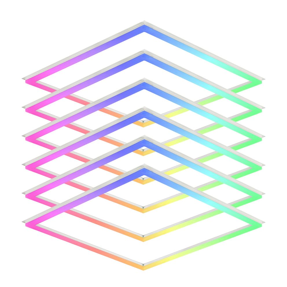 2X2 Ft Rgb Multicolor Edge-Lit Frame Led Panel Lights Remote & App Controlled 40W 4400Lm Color Changing Led Panel Light Smart 2.