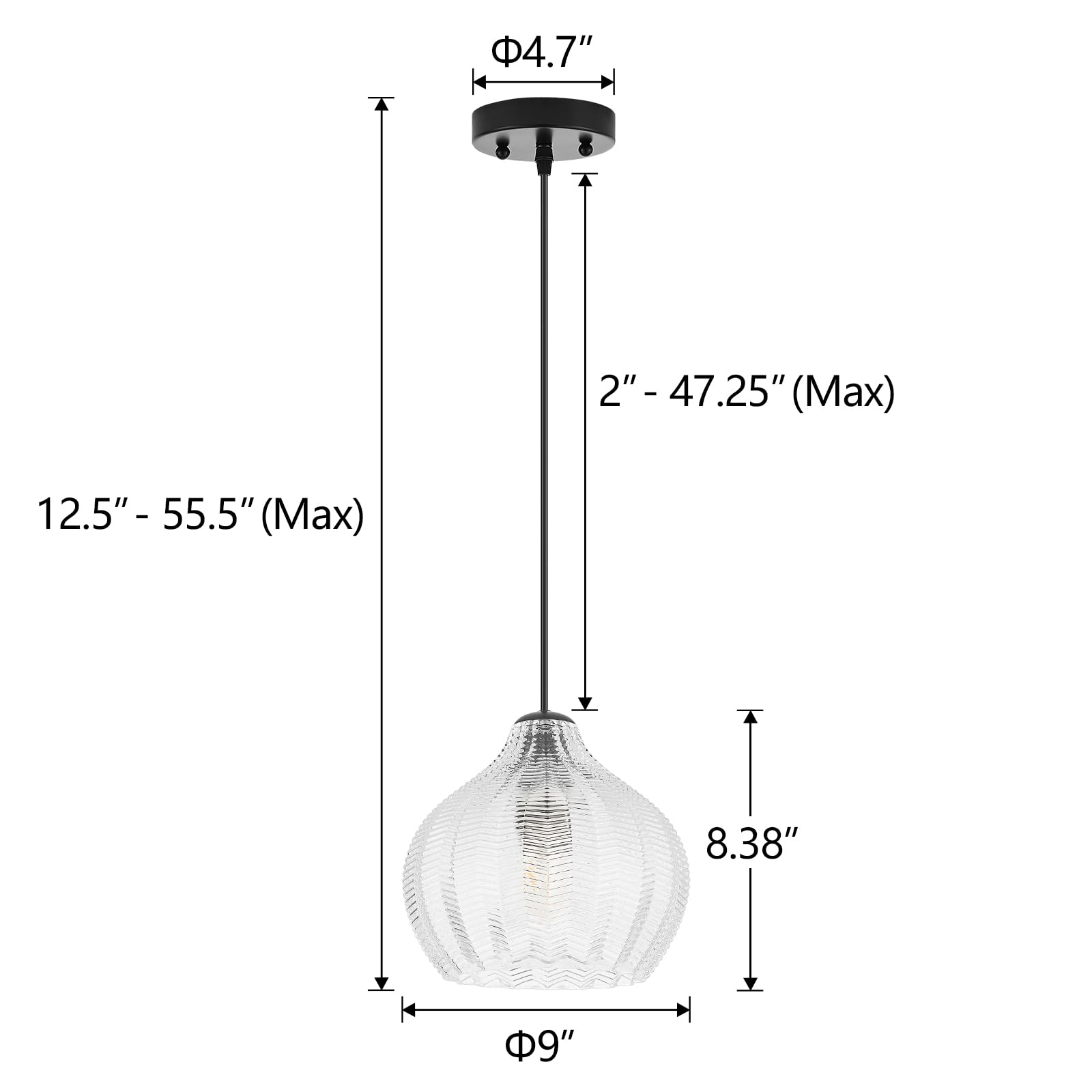 Viluxy Glass Pendant Lights For Kitchen Island Modern Globe Pendant Light Fixture 1 Light Clear Glass Farmhouse Hanging Light Adjustable For Dining Room Entryway Hallway