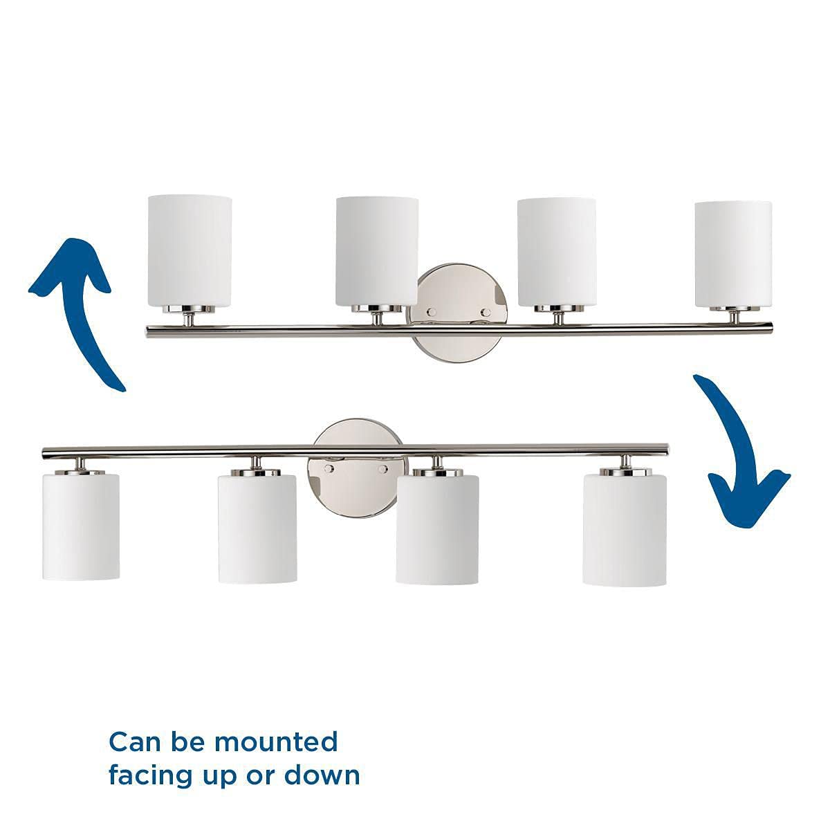 Progress Lighting Replay Collection 4-Light Etched White Glass Modern Bath Vanity Light Polished Nickel