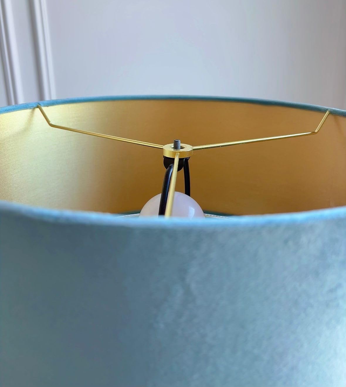 Tristan Home Premium Velvet Drum Lamp Shade With Fringe (Light Blue Small) 35Cmx35Cmx24Cm