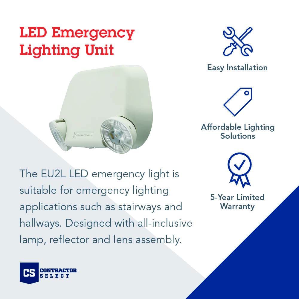 Lithonia Lighting Eu2L Rem M12 Emergency Light With 2 Led Lamps, Round, Remote Capacity, White