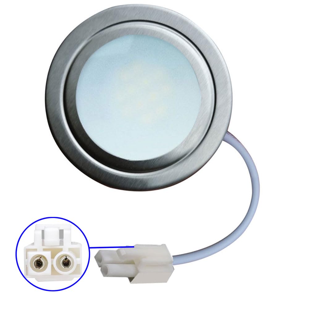 LIDESENMO 2-Pack 55mm Kitchen Cooker Range Hood LED Light 1.5W 12V DC, Chrome, White 6000K, Model LDS-RHL-6425