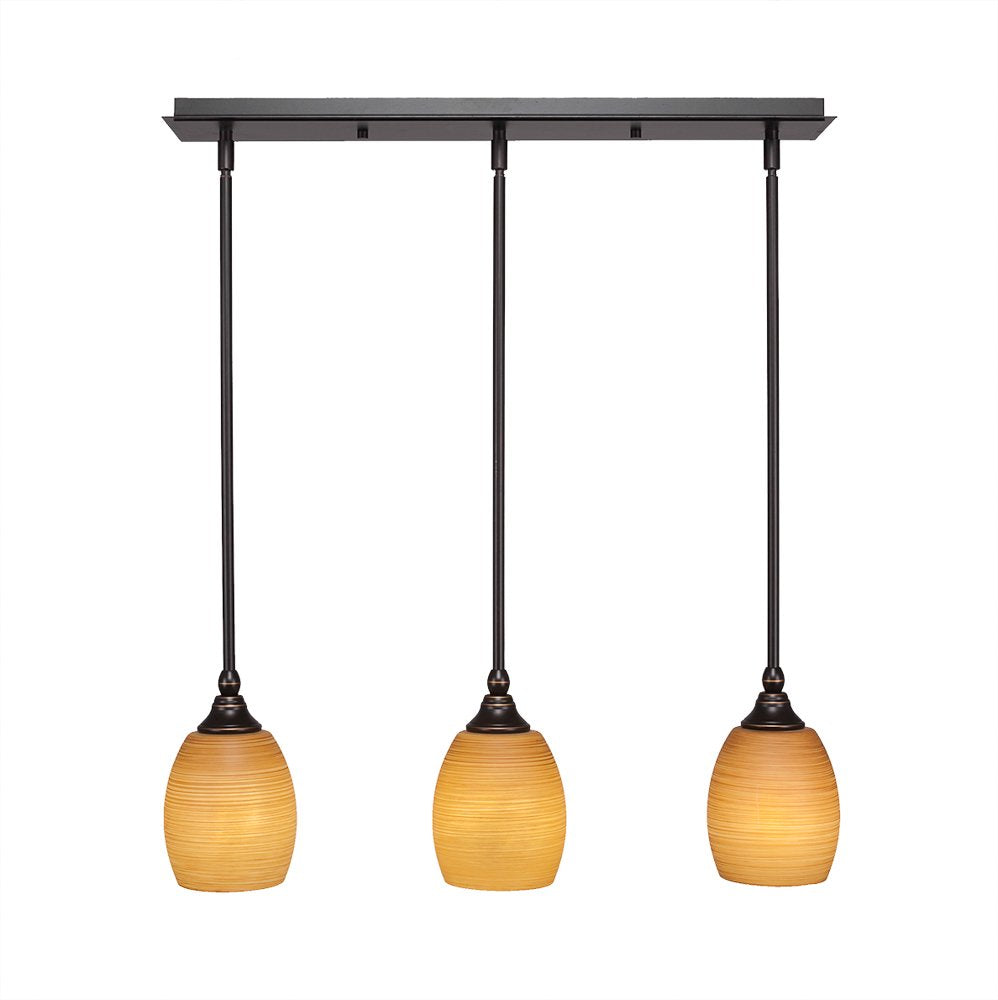 Toltec Lighting 25-Dg-625 3 Light Multi Light Mini Pendant With Hang Straight Swivels With 5&quot; Cayenne Linen Glass, Dark Granite Finish