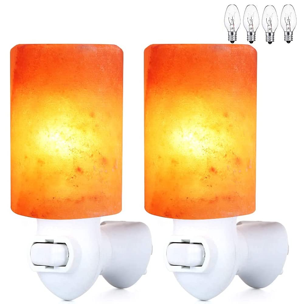 pursalt Himalayan Salt Lamp Night Light 2 Pack, Adjustable Wall Plug, Cylinder Size, Pink Crystal Rock, Model PSUSA1201P0N-1