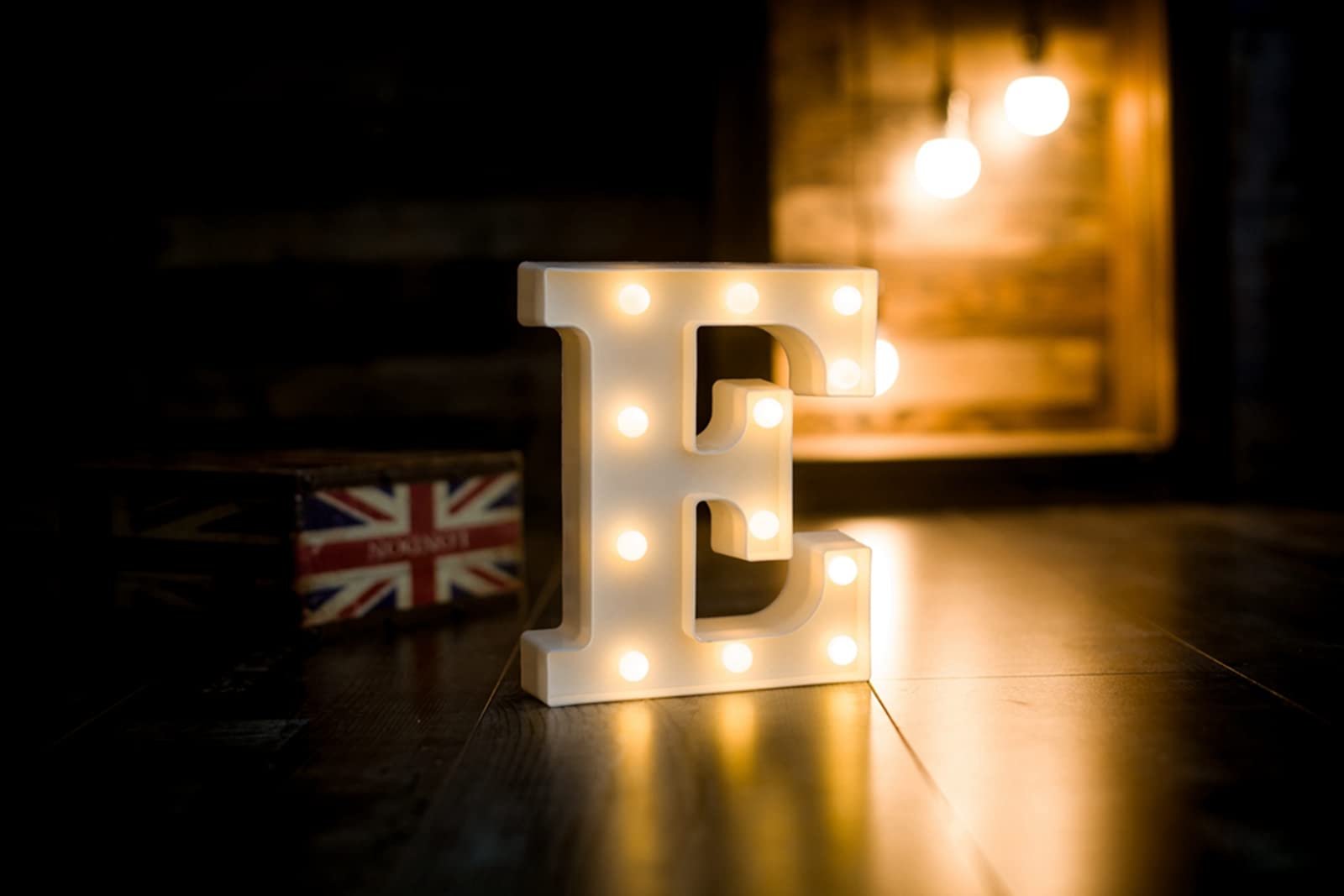 Foaky LED Letter Lights Sign - Battery Powered Night Light for Wedding/Birthday Party - Plastic - Color E