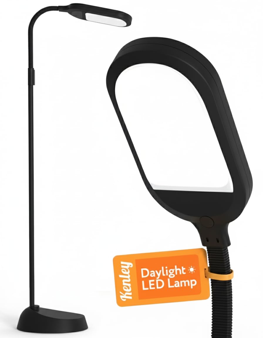 Kenley LED Dimmable Floor Lamp - 5 Adjustable Color Temperatures (6500K-3000K) - Flexible Gooseneck Task Light for Reading, Craf